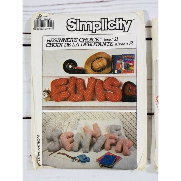Simplicity McCalls Craft Sewing Patterns Alphabet Pillows Pet Bed Apron Necktie - Picture 2 of 7